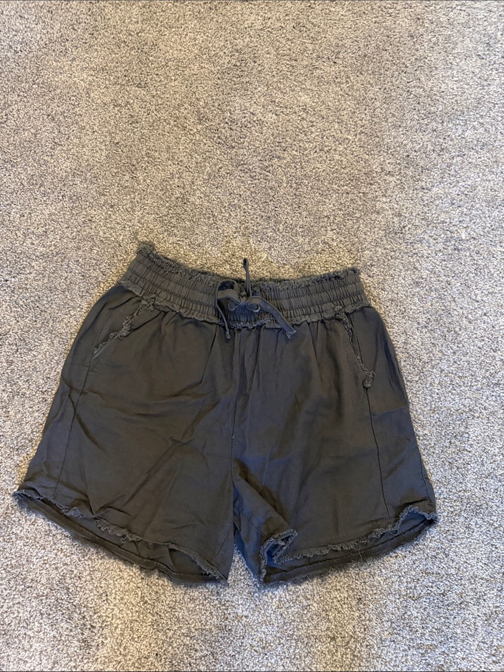 Zenana Outfitters Black Elastic Waist Drawstring Shorts